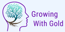 Growing with Gold logo: right-facing outline of a head with a tree inside representing the brain.